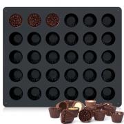 Bite Size Peanut Butter Cup Molds 30 Cups Silicone Chocolate Candy Mold Mini Tart Pan for Keto Fat Bombs, Reese, Jello, Brownies, Cordial Black